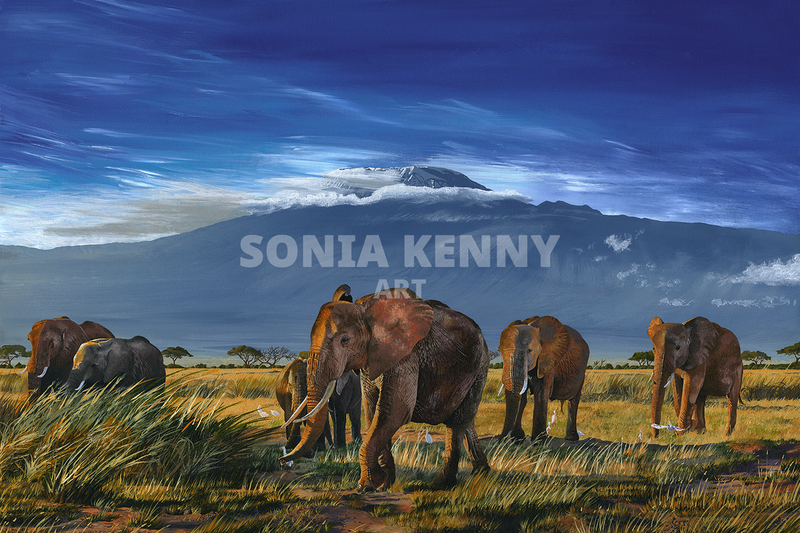 Elephants Beneath Kilimanjaro